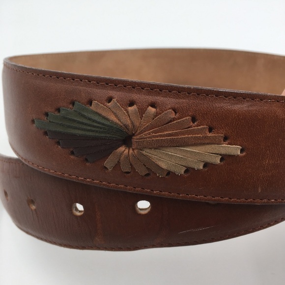 Aztec Boho Brown Leather Belt - Picture 1 of 7